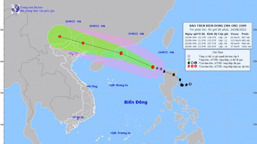 Bão số 3 giật cấp 13 đang ở khu vực phía Đông Bắc Biển Đông